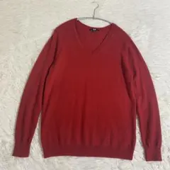 ユニクロ　カシミア100% ニット　セーター　Vネック XL レッド　レディース