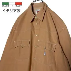 希少90s ヴィンテージ イタリア製ウエスタンシャツ オレンジ XL 柄シャツ