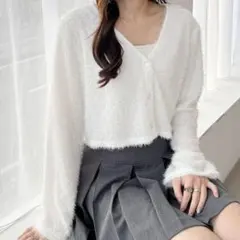 Heather ラメフェザーショートカーディガン 新品未使用