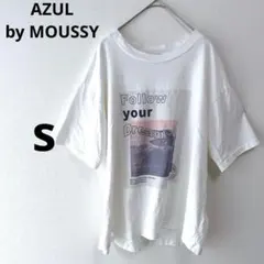 アズールバイマウジー【s】半袖Tシャツ　フォトTシャツ　コットン混　綿のサムネイル