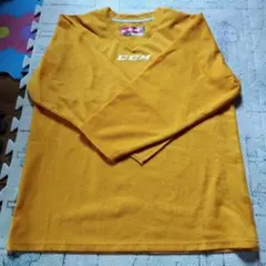 CCM イエロー Vネック 長袖シャツ ユース L/XL