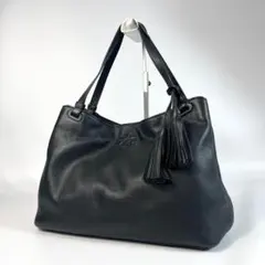 美品 TORY BURCH THEA トートバッグ 黒 レザー シボ革 A4