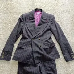 極美品 レア ポーチスミス ピンクストライプ ダブル セットアップスーツ パンツ