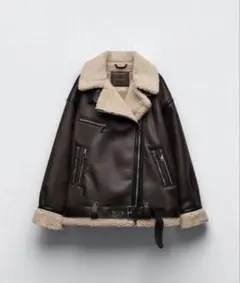 ZARA ダブルフェイス　ジャケット　ベルト　フェイクレザー オーバーサイズ