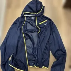 PUMA フード付きナイロンジャケット M ネイビー/イエロー