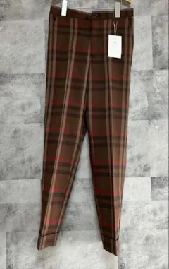 新品　タグ付　アズールバイマウジー　 チェック柄テーパードパンツ ブラウン M
