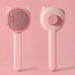 新品未使用 ペット用ブラシ 犬・猫スリッカー 犬・猫用ブラシ ピンク　猫耳型