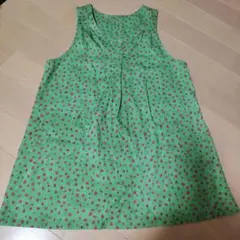 【美品】Sybilla casa　シビラカーサ　エプロン　グリーン地ピンクドットのサムネイル