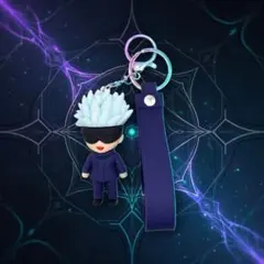 呪術廻戦五条悟風 モチーフ キーホルダー 最強の先生 目隠し 白髪 ストラップ