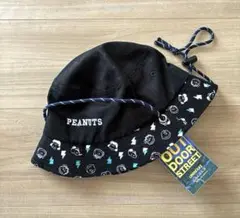 PEANUTS バケットハット キッズ54cm 黒紐付き