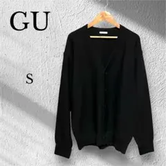 GU　ジーユー　ユニセックス　ウォッシャブルVネックカーディガン【S】黒　長袖