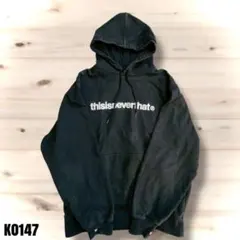 thisisneverthat フード付きパーカー 刺繍ロゴ L 黒 K0147