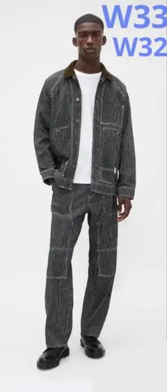 GAP バギーカーペンターデニム　ダークストライプ　ヒッコリー　W33/L32