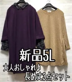 新品☆5L♪大人おしゃれトップス3枚セット♪お出かけにも〇A461
