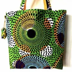 ◆ハンドメイド✂️ ◆金ラメ入アフリカ布◆大きなトートバッグ・ショルダーバッグ