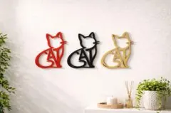 【3点セット】猫ミニマルウォールアート｜北欧風・トイレ空間をおしゃれに