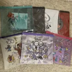 ディズニー　happyくじ　フラットポーチコンプリートセット