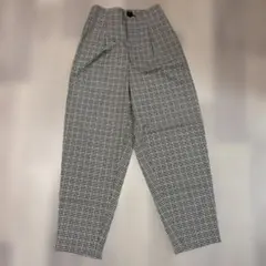 GU チェック柄タックワイドパンツ　Ｍ　ベージュ　テーパード
