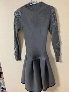 異素材フレアワンピース レース装飾 ♡お値打ち1/4以下大サービス♡