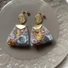インド刺繍リボン　ピアス　イヤリング　no.1