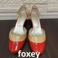 フォクシー⭐︎赤とベージュのオープントゥパンプスのサムネイル