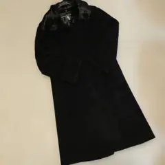 ファー付きブラックロングコート　9