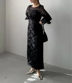 feepur フェピュール ジャガードビスチェドッキングワンピース ブラック M