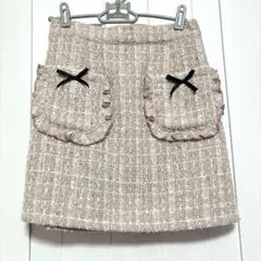 ピンク　ツイード　スカート　フリル　リボン　量産　地雷