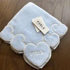 FURLA 水色 ハート型タオルハンカチ