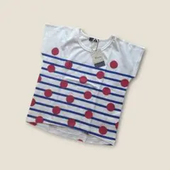 新品　Unica ボーダー ドット柄 Tシャツ　120センチのサムネイル