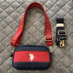 U.S. POLO ASSN. デニムショルダーバッグ　赤 2WAY 美品のサムネイル