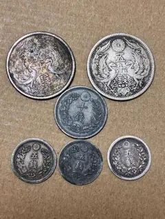 即日発送可能‼️】鳳凰50銭銀貨 大正・昭和 年号バラ 5枚セット 完全未