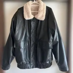 ボア付きブラックレザージャケット