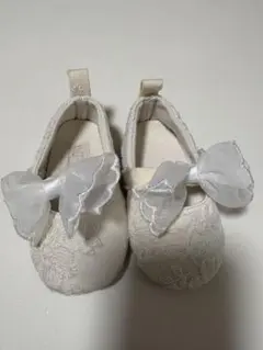 ホワイトリボン付きベビーシューズ 11.5cm 結婚式 入園式 冠婚葬祭