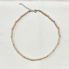 ハンドメイド☻ビーズネックレス　オレンジ×ピンクベージュ　/チョーカー