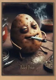 Baked potato 海外ミーム　キャンパス生地のアート