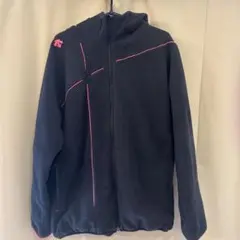 デサント　フルジップフード付きフリースジャケット 黒×ピンク