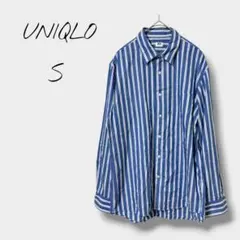【ユニクロ】エクストラファインコットンブロードストライプシャツ ブルー S