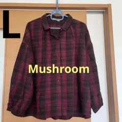 Mushroom7分袖シャツブラウス L チェック柄
