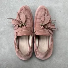 TOD'S スエード モカシン ピンク タッセル
