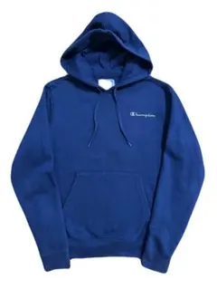 古着 Champion 胸刺繍 スウェット パーカー M ネイビー リバース