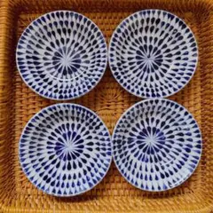 バチャン 豆皿 小皿 ベトナム雑貨 手作り インテリア 食器 8.5cm 4枚