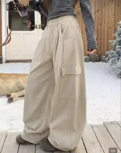 SHEIN ワイドデニムパンツ ベージュ　レディース