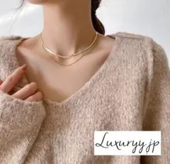 サージカルステンレス ネックレス スネークチェーン 爆売✨2連 ゴールドシルバー