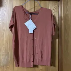 ⑯カーディガン LLサイズ 半袖 夏服 エンジ 新品未使用タグ付き UPF25+