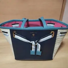 A.D.M.J. ハンドバッグ ネイビー/ホワイト/ターコイズ