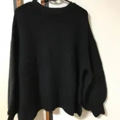 LOWRYS FARM 黒 ニット 長袖 バルーン袖