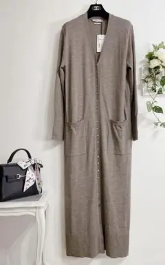 メリノウール　マキシ丈　ロングカーディガン　ワンピース　ニットコート　US L