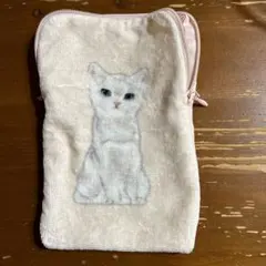 ポール&ジョー　アクセソワ　白猫　タオルポーチ チャック付き