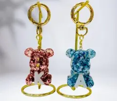 レジンキーホルダーくま型　ハンドメイド　オーダーメイド　チャーム　レジン